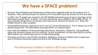 We have a SPACE problem!  The four Grand Rapids area Elementary schools were originally built