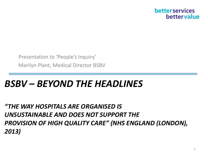bsbv beyond the headlines