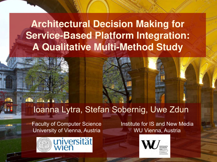 architectural decision making for service based platform