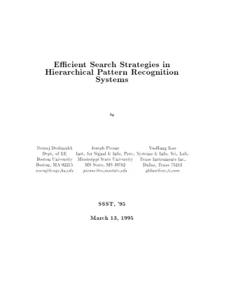 Ecien  t  Searc  h  Strategies  in  Hierarc  hical  P  attern  Recogniti  on  Systems  by  Neera