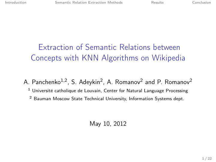 extraction of semantic relations between concepts with