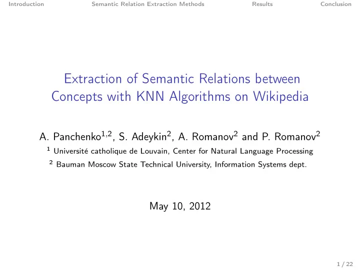 extraction of semantic relations between concepts with