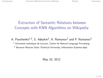 Extraction of Semantic Relations between  Concepts with KNN Algorithms on Wikipedia A. Panchenko 1
