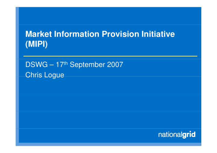 market information provision initiative mipi mipi