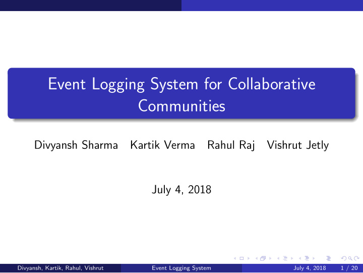 event logging system for collaborative communities