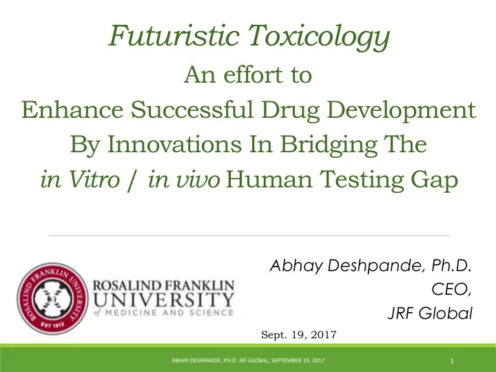 futuristic toxicology