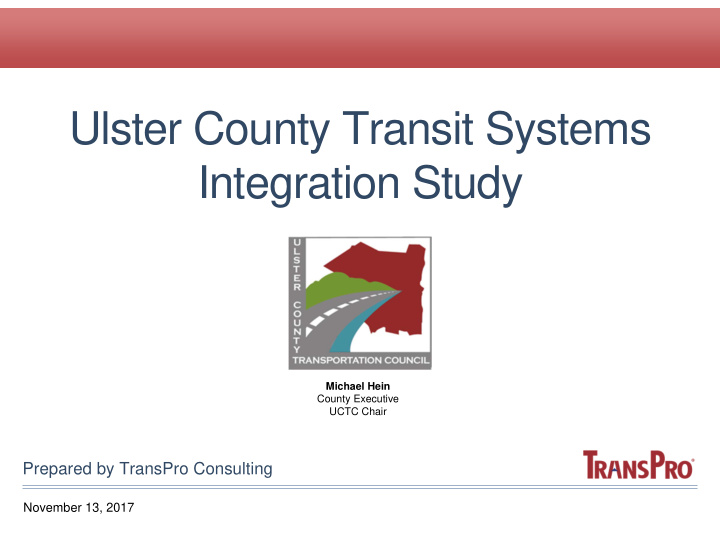 ulster county transit systems integration study