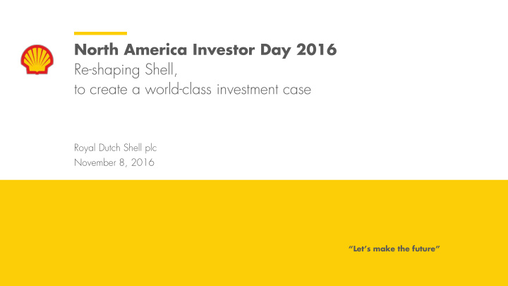 north america investor day 2016