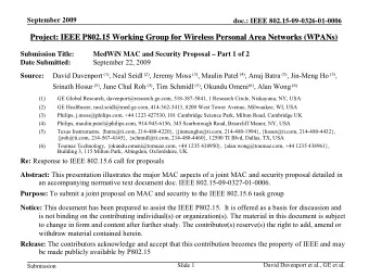Project: IEEE P802.15 Working Group for Wireless Personal Area Networks (WPANs)  Project: IEEE