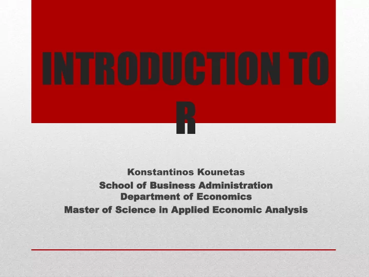 introduction to r