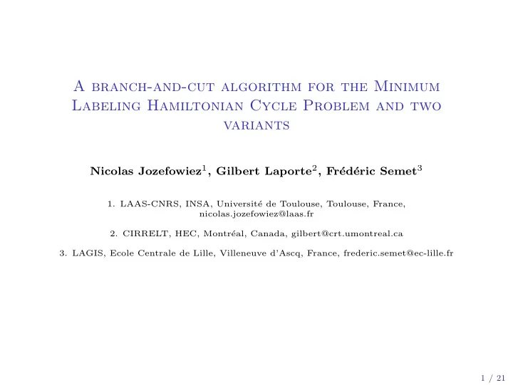 a branch and cut algorithm for the minimum labeling