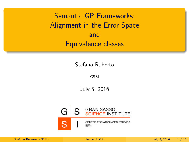semantic gp frameworks alignment in the error space and