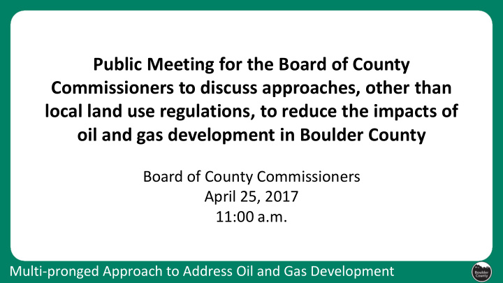 public meeting for the board of county commissioners to