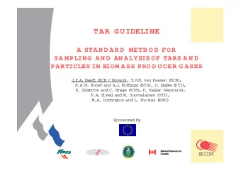 TAR GUIDELINE  A STA N D A R D METH O D FOR  SA MPLING AN D AN ALYSIS  OF TARS  A N D  PARTICLES