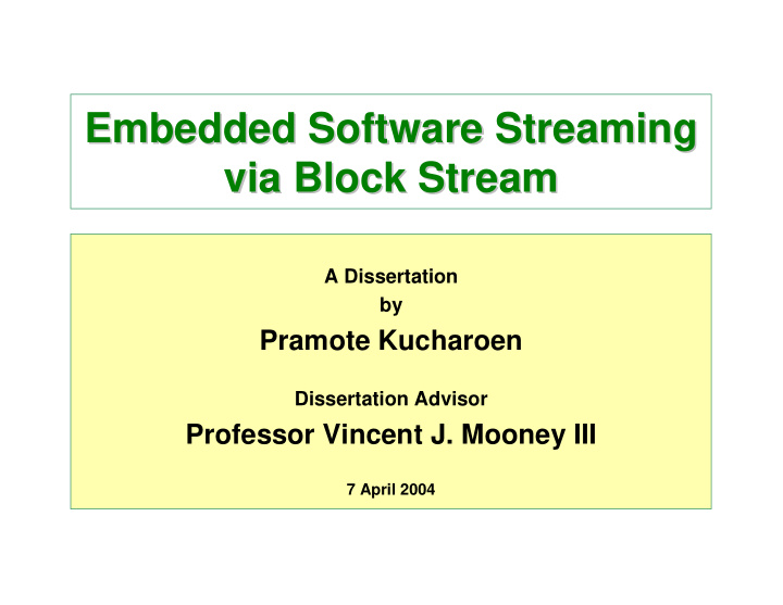 embedded software streaming embedded software streaming