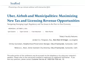 New Tax and Licensing Revenue Opportunities  Navigating Emerging Legal, Regulatory and Tax Issues