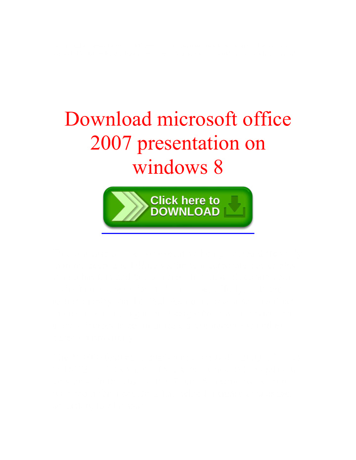download microsoft office 2007 presentation on