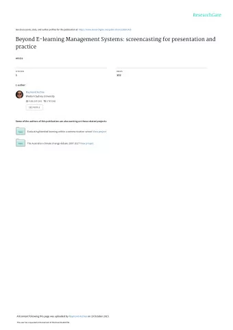 Beyond E-learning Management Systems: screencasting for presentation and  practice  Article