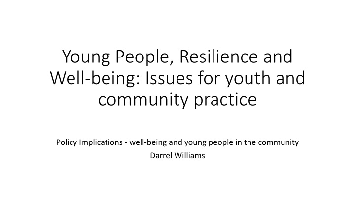 young people resilience and well being issues for youth
