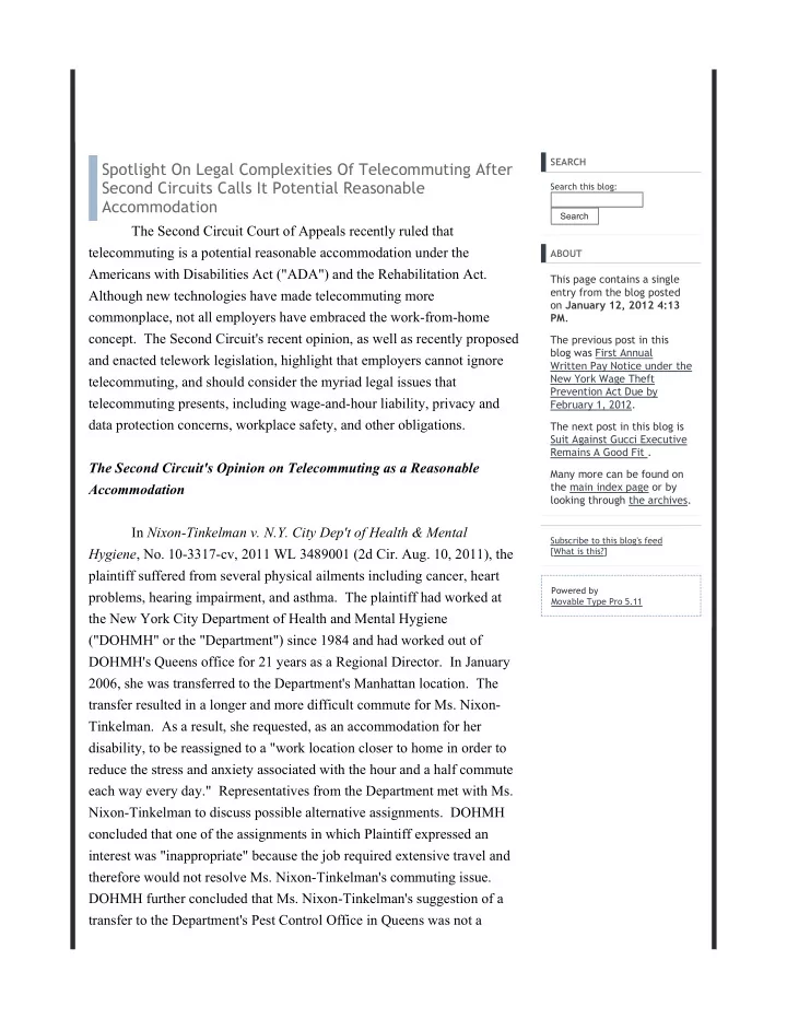 spotlight on legal complexities of telecommuting after