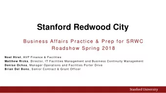 Stanford Redwood City  Business Affairs Practice &amp; Prep for SRWC  Roadshow Spring 2018 Noel