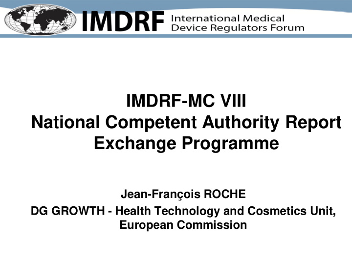 imdrf mc viii national competent authority report