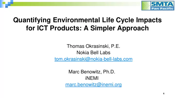 for ict products a simpler approach
