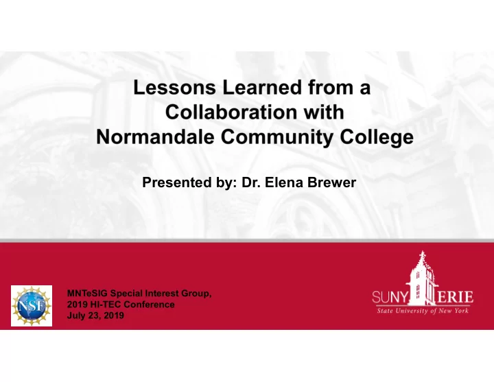 presented by dr elena brewer