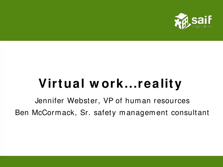 virtual w ork reality