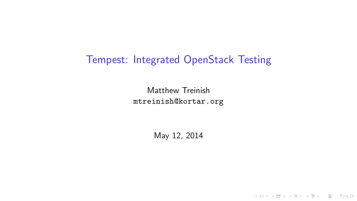 tempest integrated openstack testing