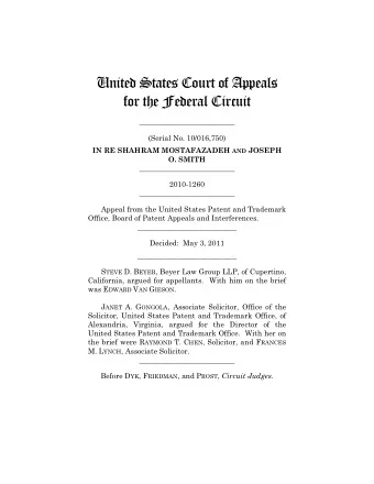 United States Court of Appeals  for the Federal Circuit  __________________________  (Serial No.
