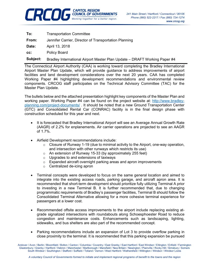 to transportation committee from jennifer carrier