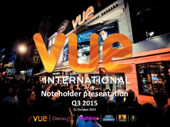 Noteholder presentation  Q3 2015  21 October 2015  Important information  IMPORTANT: You must read