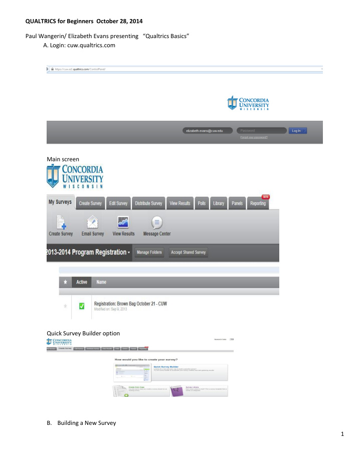 qualtrics for beginners october 28 2014 paul wangerin