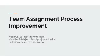 Team Assignment Process  Improvement  MSD P18711 | Beths Favorite Team  Madeline Galvin | Ann
