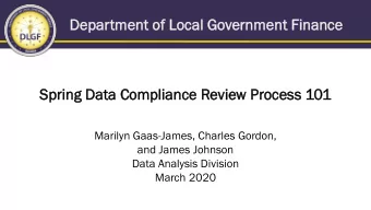 Dep  Depar  artmen  ent of  of Lo  Loca  cal Go  Governmen  ent Finan  Finance  ce  Sprin  ing Dat