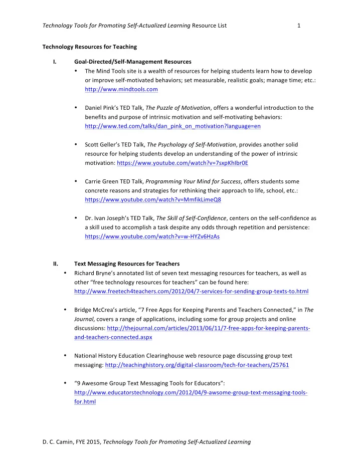 technology tools for promoting self actualized learning