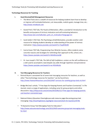 Technology  Tools  for  Promoting  Self-Actualized  Learning Resource