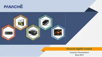 Panache Digilife Limited  Investor Presentation  May 2017  Disclaimer This presentation has been