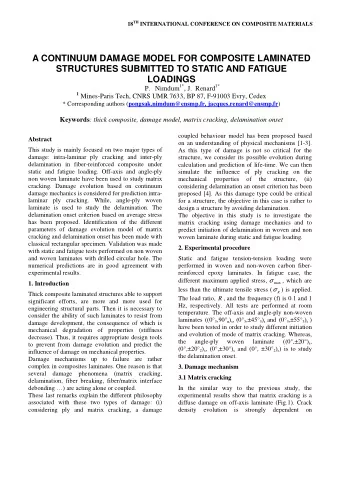 A CONTINUUM DAMAGE MODEL FOR COMPOSITE LAMINATED  STRUCTURES SUBMITTED TO STATIC AND FATIGUE