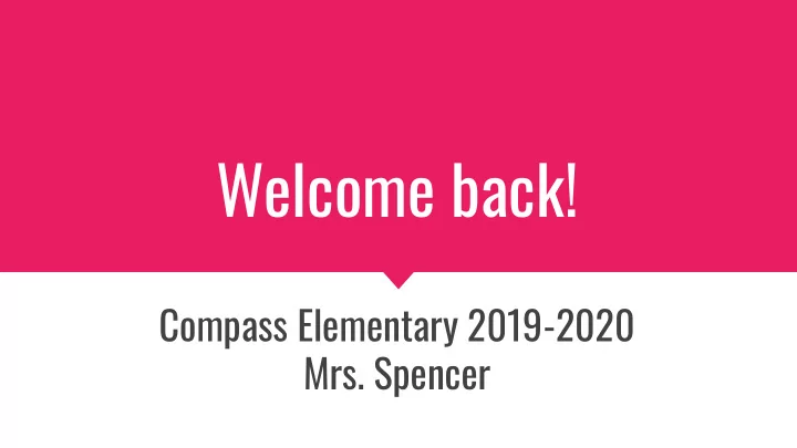 welcome back