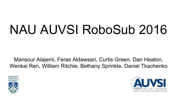 nau auvsi robosub 2016