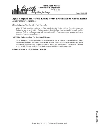 Digital Graphics and Virtual Reality for the Presentation of Ancient Roman  Construction Techniques