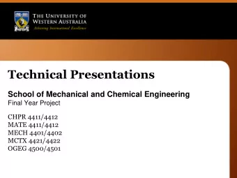 Technical Presentations  School of Mechanical and Chemical Engineering  Final Year Project  CHPR