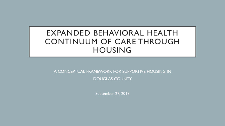 expanded behavioral health