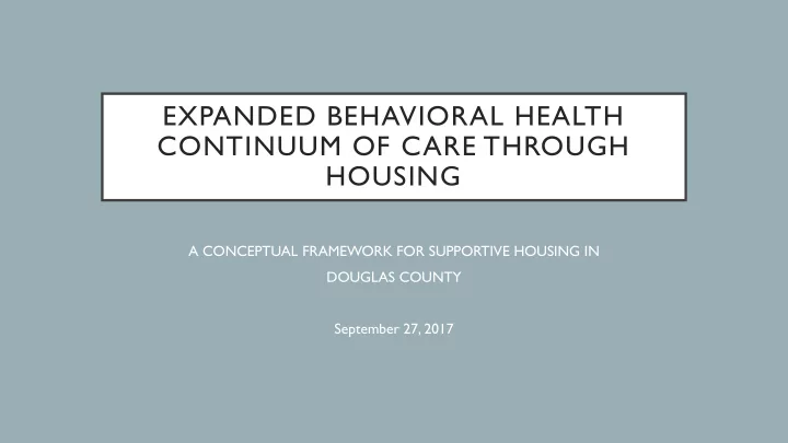 expanded behavioral health