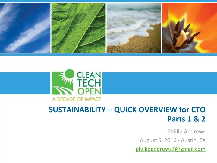 sustainability quick overview for cto parts 1 2