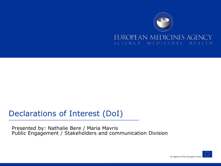 declarations of interest doi