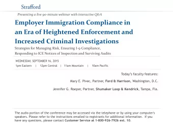 Employer Immigration Compliance in  an Era of Heightened Enforcement and  Increased Criminal