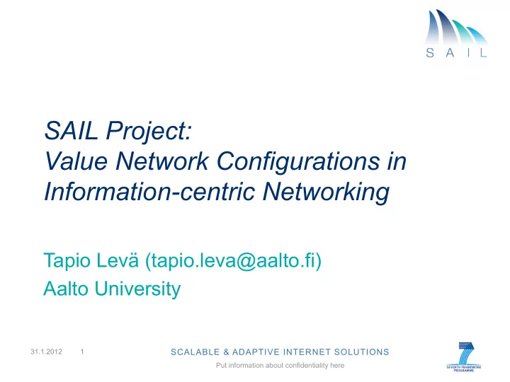 sail project value network configurations in information